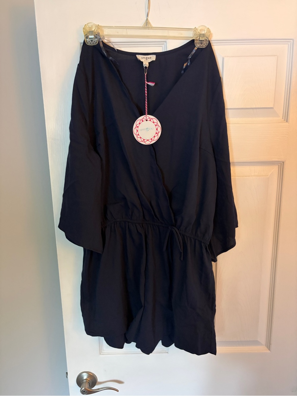 Deep purple Wrap Romper/skort with Drawstring Waist and crisscross top - tags